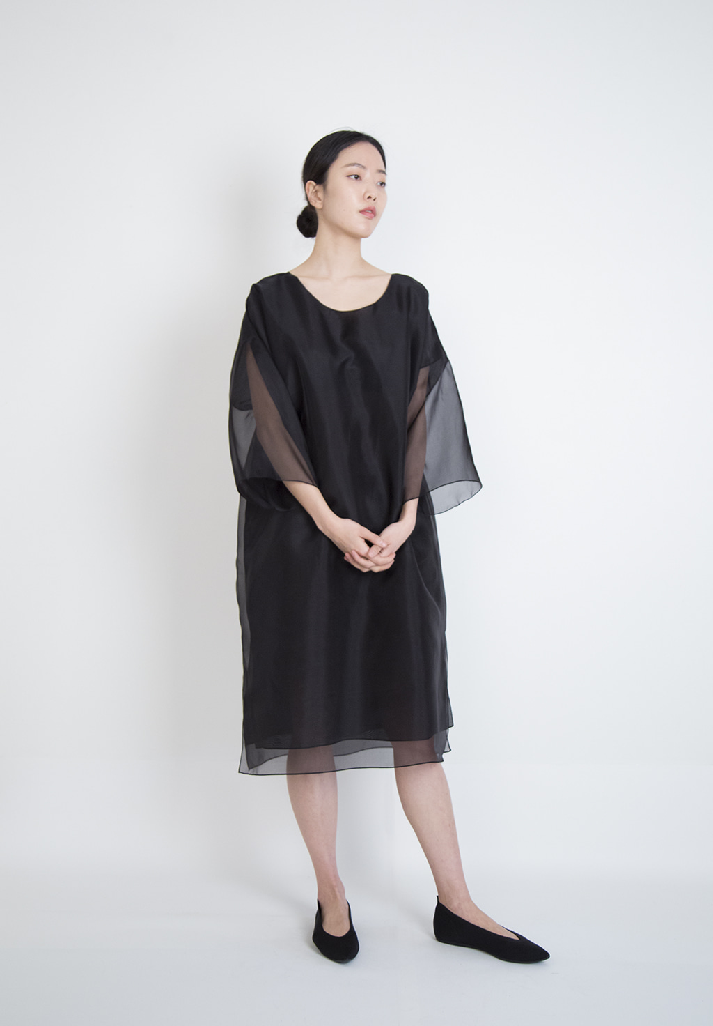 Organza square dress - black